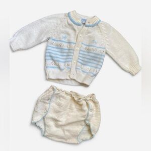 Carriage Boutiques vintage baby cardigan and diaper cover set size 3-12m